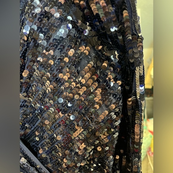 Mac Duggal 93660 Sequined Faux Wrap Long Sleeve Gown - Picture 8 of 12